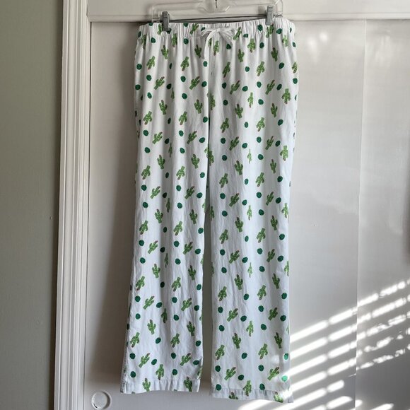 J. Crew Flannel Cotton Sleep Holiday Cactus Print Pajama Pants Size L Unisex - Picture 3 of 10